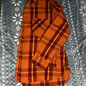 Time and Tru Orange and Red Plaid Shirt